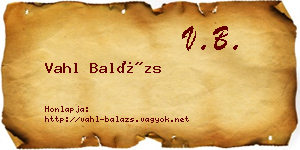 Vahl Balázs névjegykártya